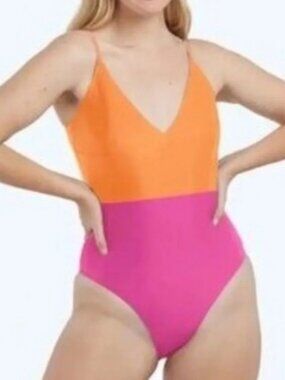 Summersalt Brand Women's size 4 Pink & Orange The Wave One Piece Swimsuit NWT